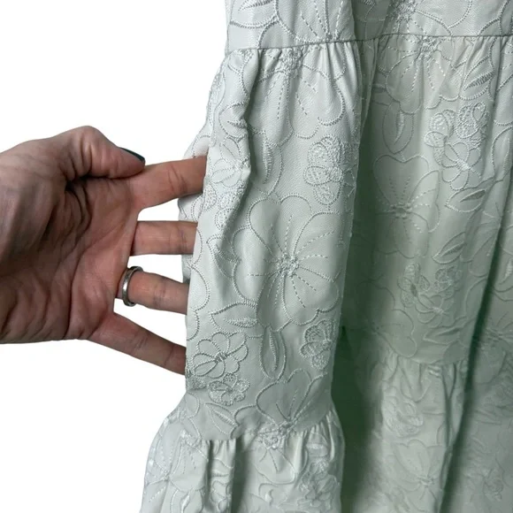 Amanda Uprichard Rylee Dress White Faux Leather Floral Size Small - Picture 5 of 8